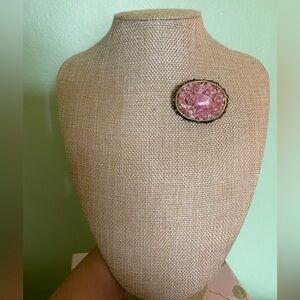 Elegant Rose Quartz Stone Brooch